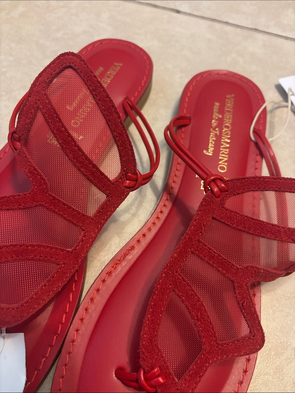 Red Mesh Slide Sandals